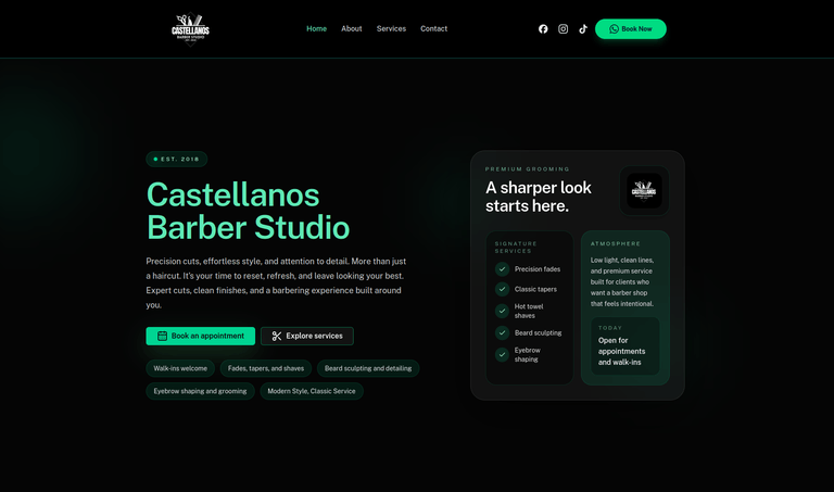Castellanos Barber Shop home page